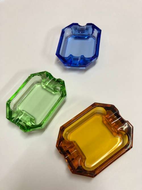 Vintage high quality Czech crystal ashtray set of 3